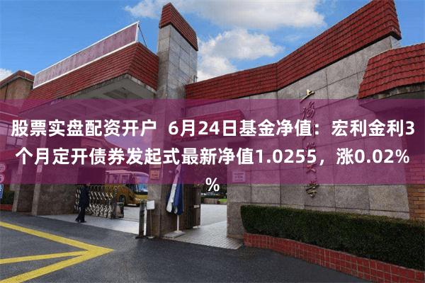 股票实盘配资开户  6月24日基金净值：宏利金利3个月定开债券发起式最新净值1.0255，涨0.02%