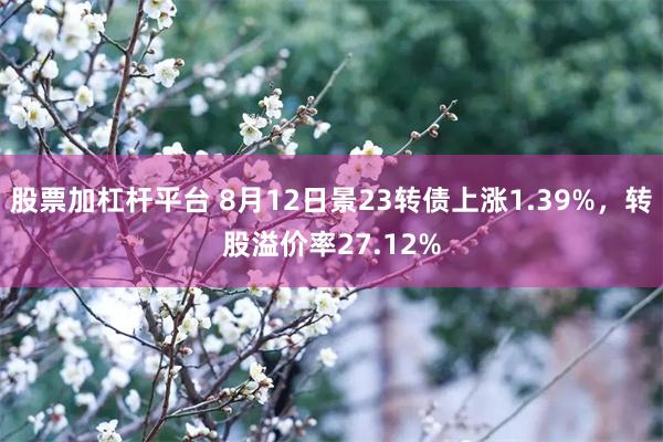 股票加杠杆平台 8月12日景23转债上涨1.39%，转股溢价率27.12%