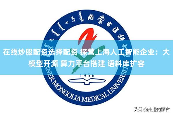 在线炒股配资选择配资 探营上海人工智能企业：大模型开源 算力平台搭建 语料库扩容